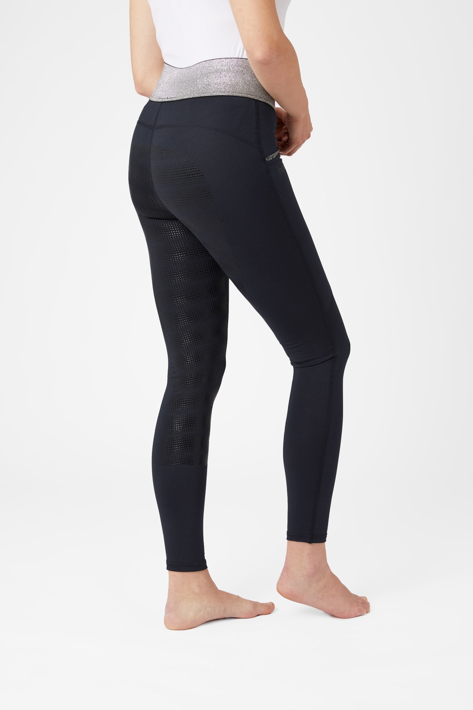Horze Women's Silicone Full Seat Riding Tights with Glitter Waistband Womens Breeches