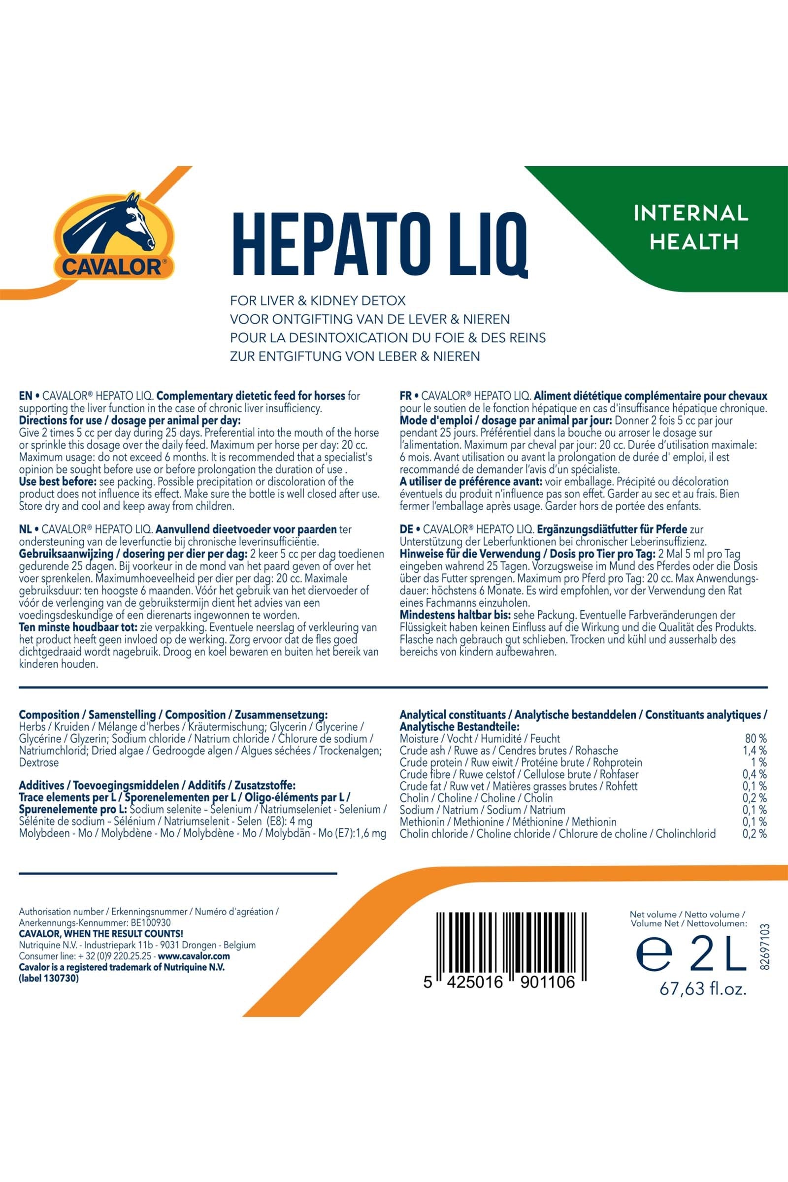 Cavalor Hepato Liq, 2 L Horse Feed & Nutrition
