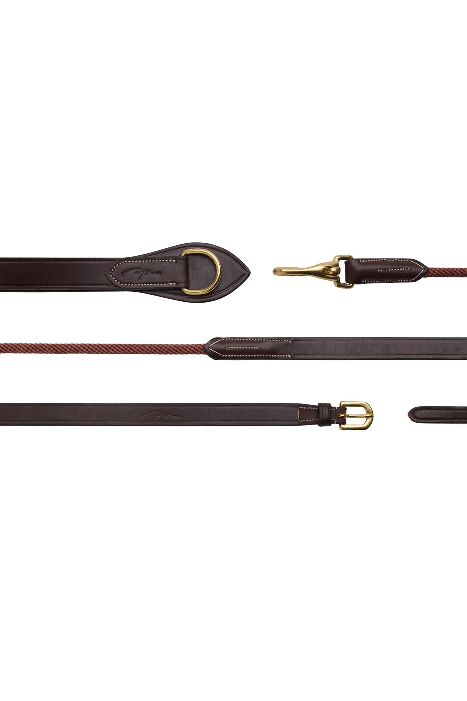 Dy'on D-Collection 5/8" Leather/Nylon Draw Reins Bridles & Reins