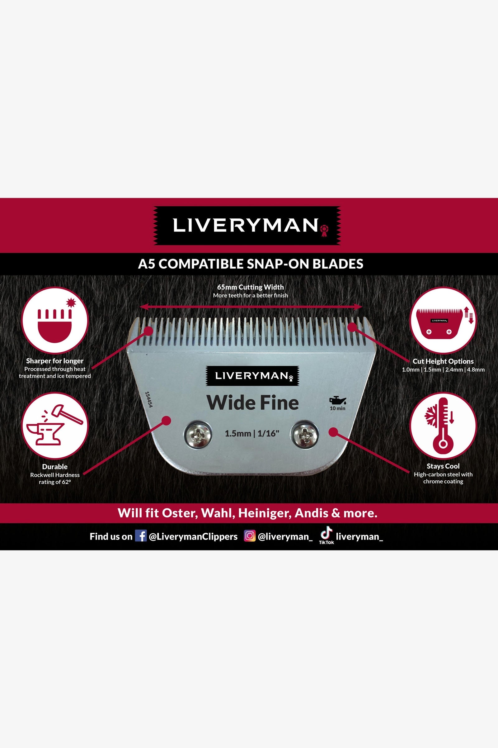 Liveryman A5 Blade Narrow 40, 0.25 mm Horse Clipping & Trimming Tools