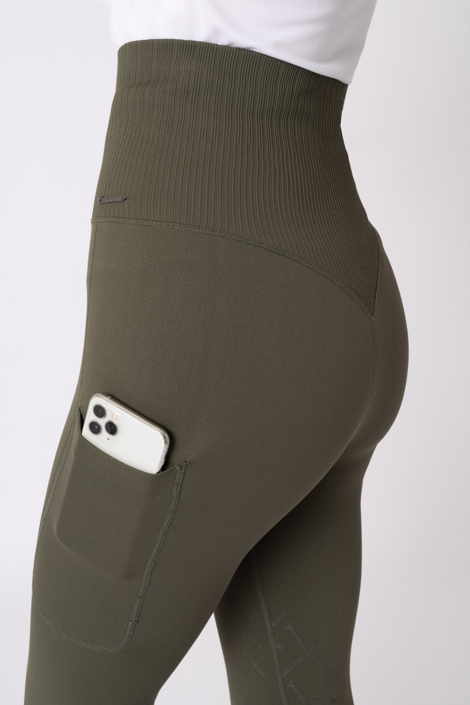 Horze Janine Women's seamless knee grip tights with phone pocket Womens Breeches