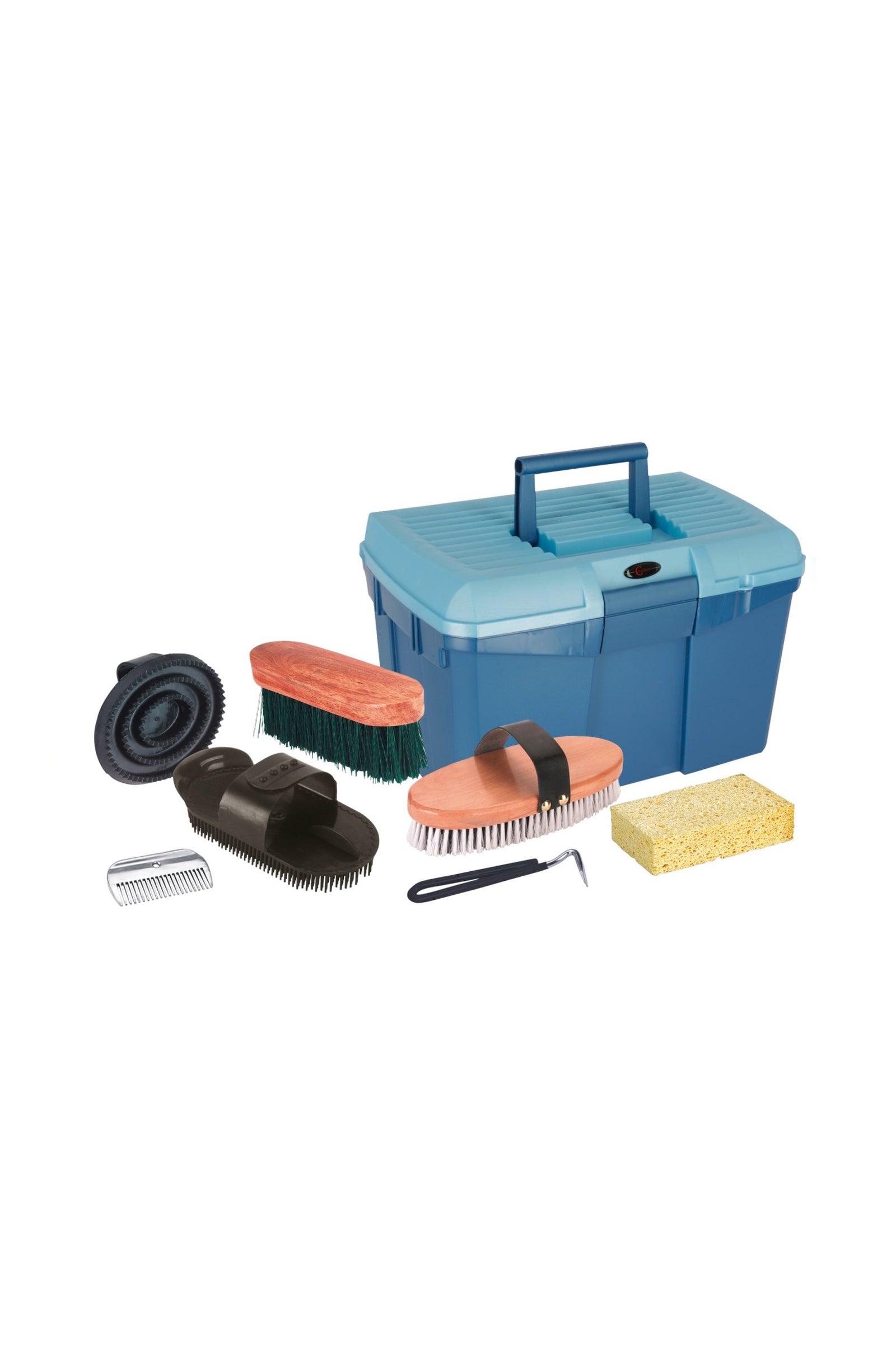 Kerbl Grooming Box With Grooming Set (7 pcs.) Horse Grooming Tools