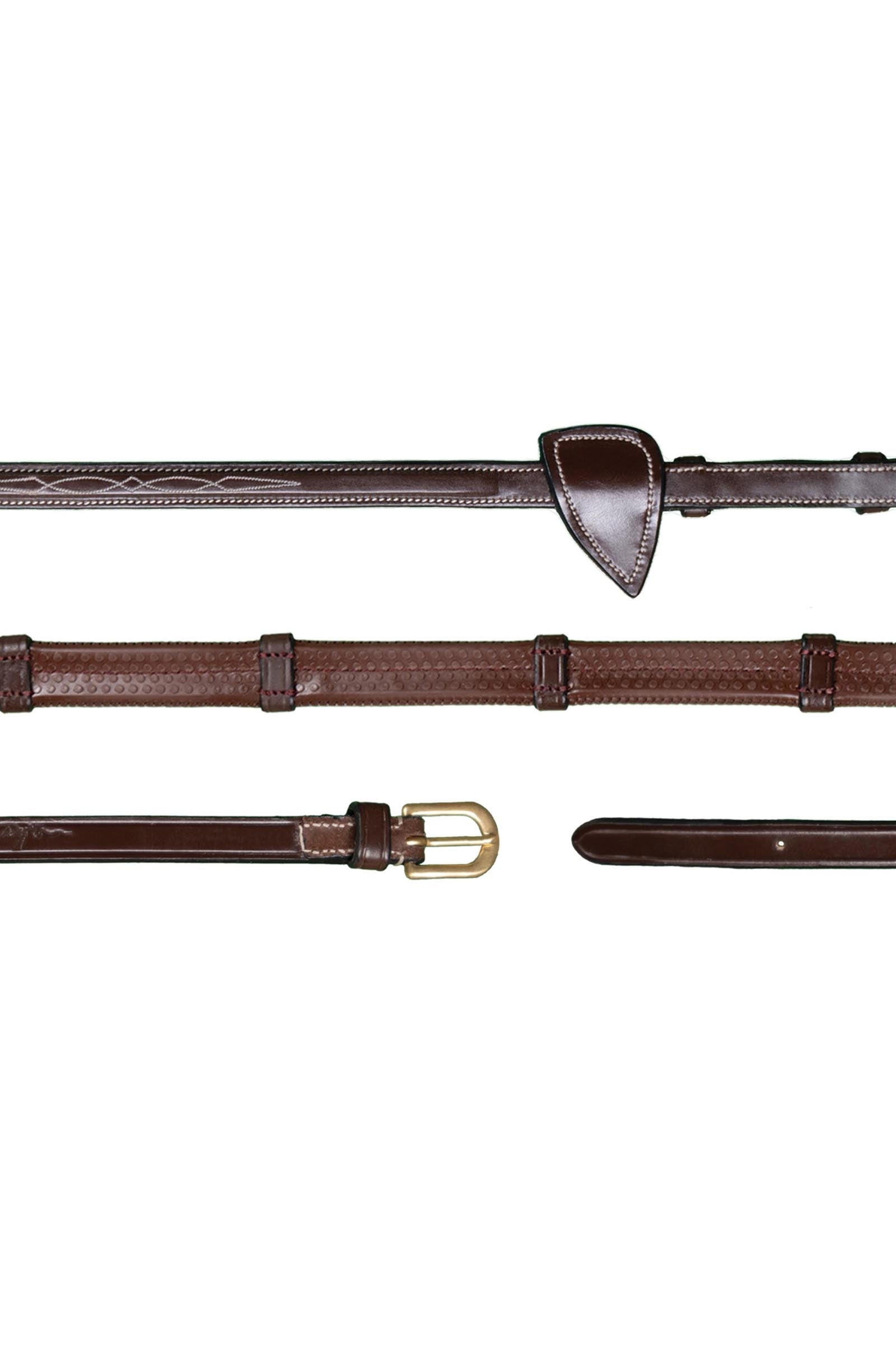 Dy'on D-Collection 1/2" Rubber Reins With 7 Leather Loops Bridles & Reins