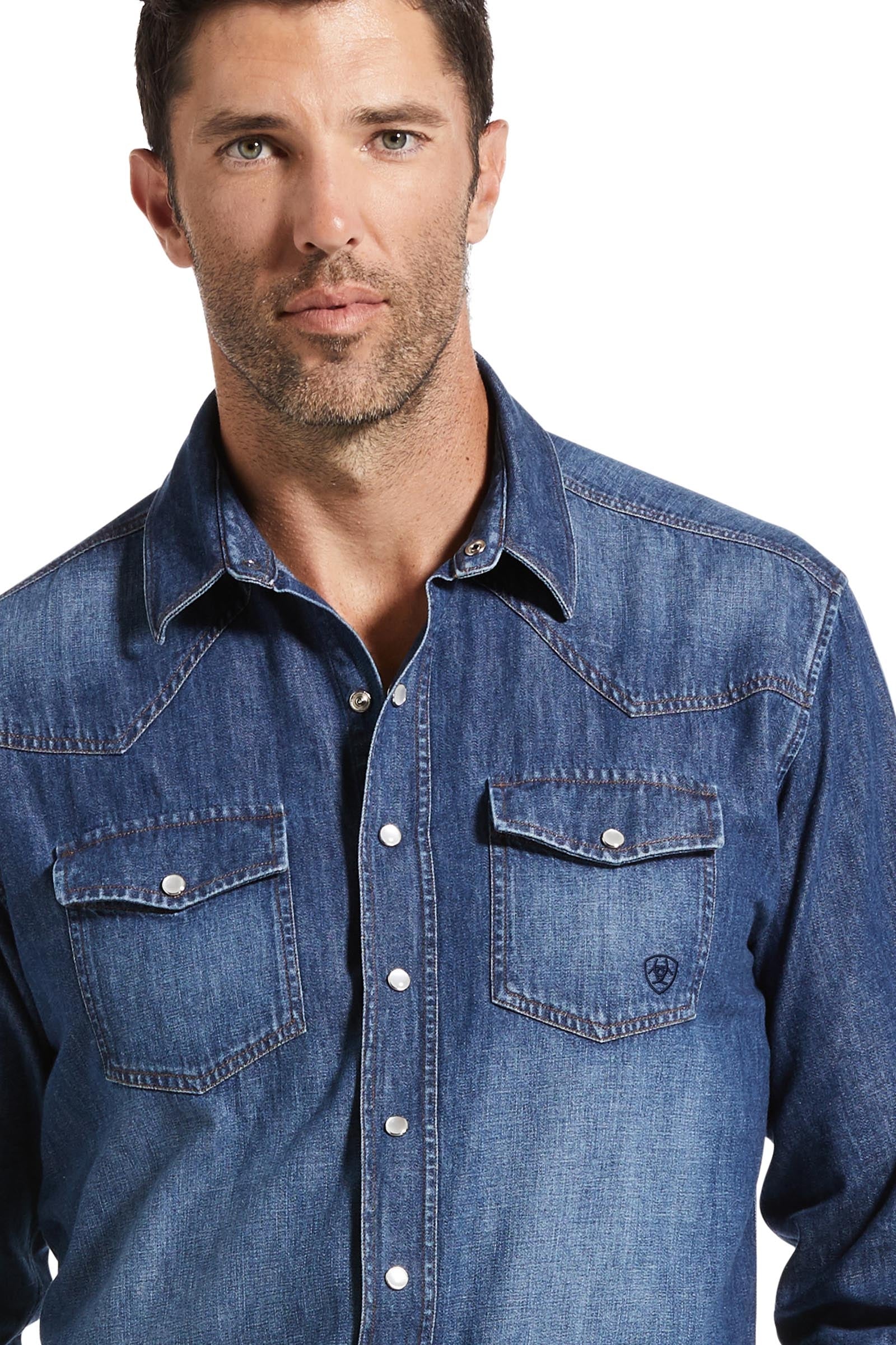 Ariat Mens Denim Retro Fit Shirt Mens Riding Clothing