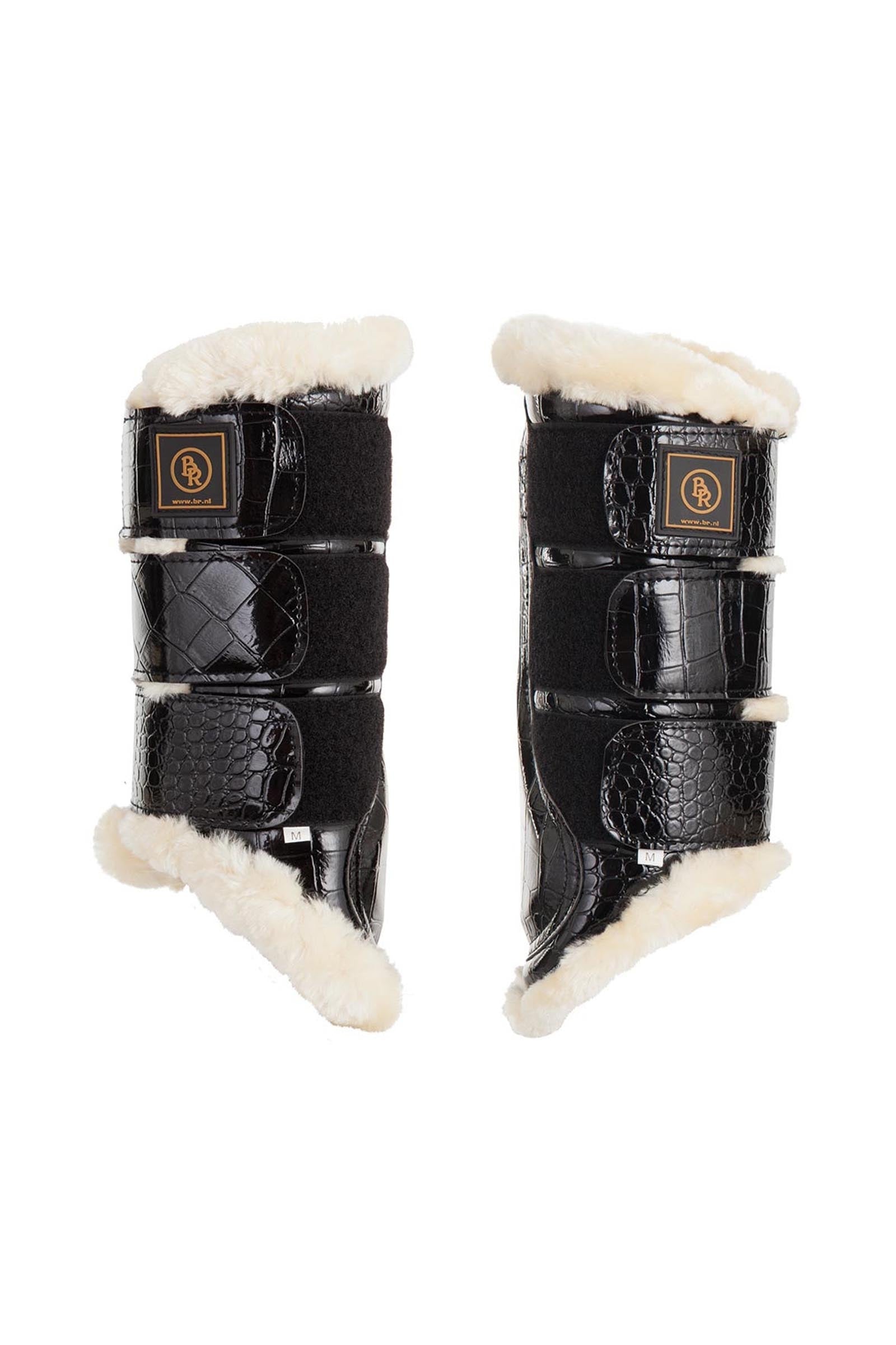 BR Majestic Faux Patent Leather Horse Boots Leg Protection & Hoof Protection for Horses