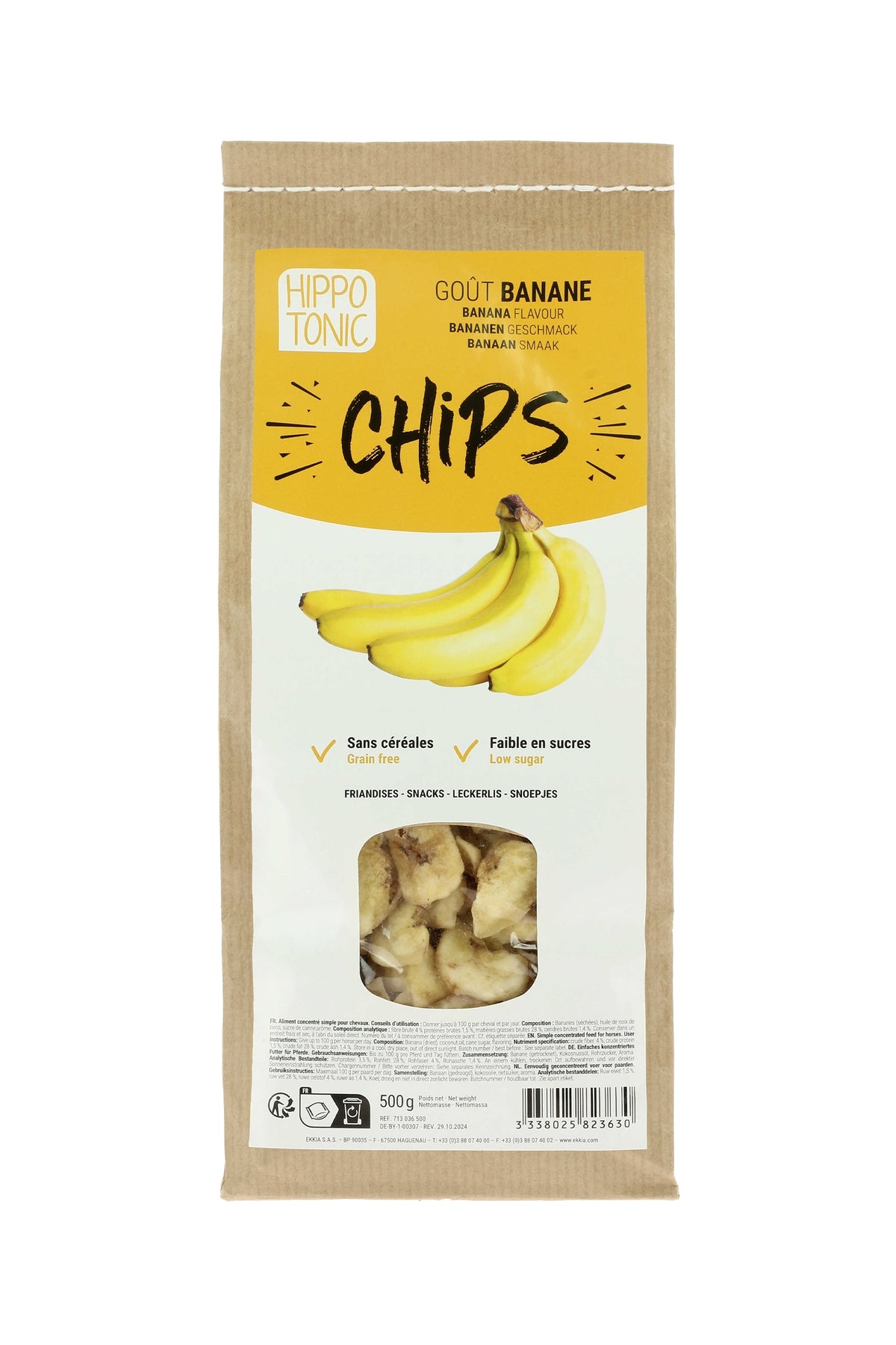 HIPPOTONIC Banana Chips For Horses, 500 g Horse Feed & Nutrition