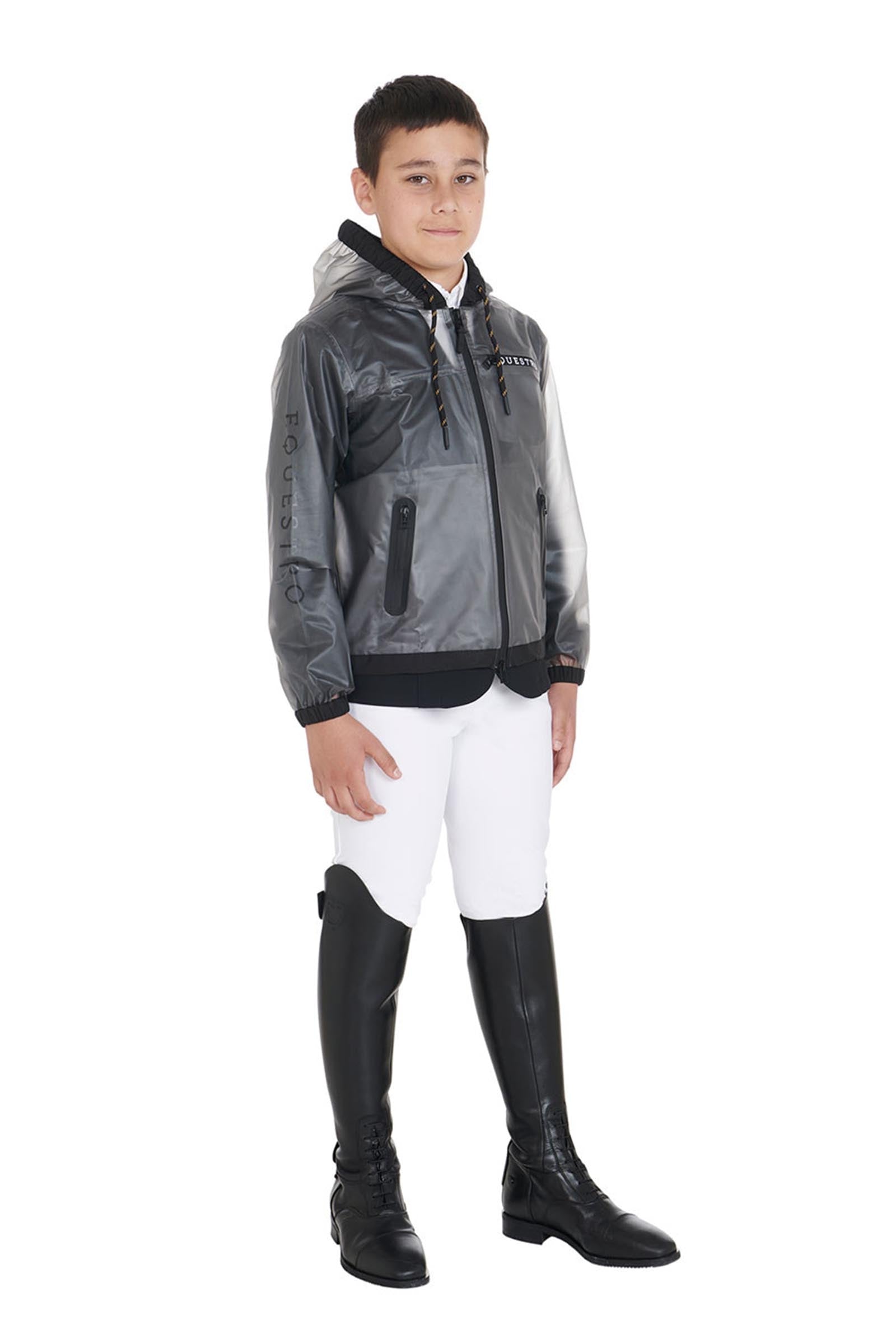 Equestro Kids' Windproof Zip Hooded Raincoat Kids Apparel