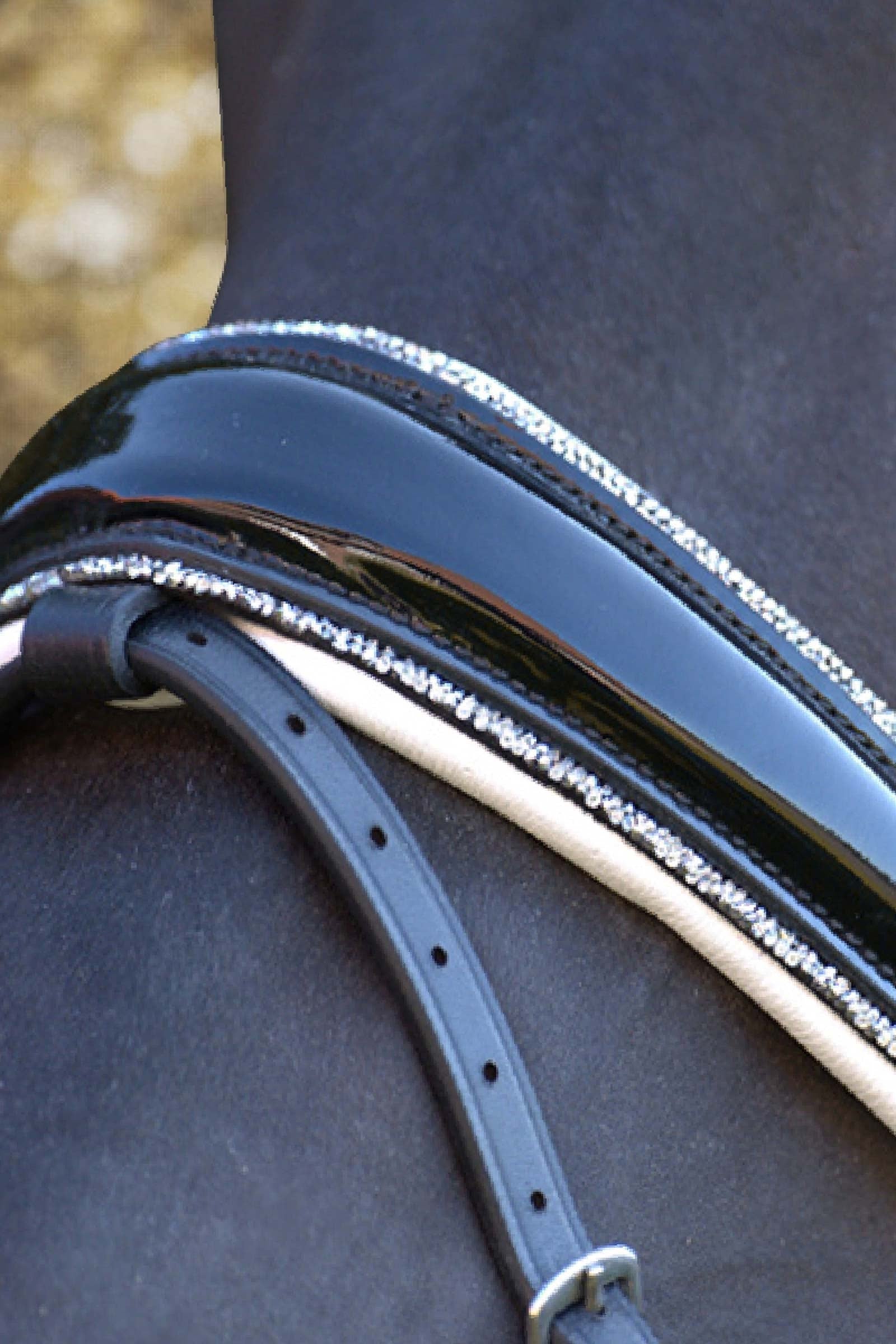 Kavalkade Florissa Patent Leather Bridle With Crank Noseband, Glitter Bridles & Reins